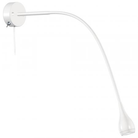 Elegante weiße Wandleuchte mit felxibel biegsamen Arm und warmweißer LED